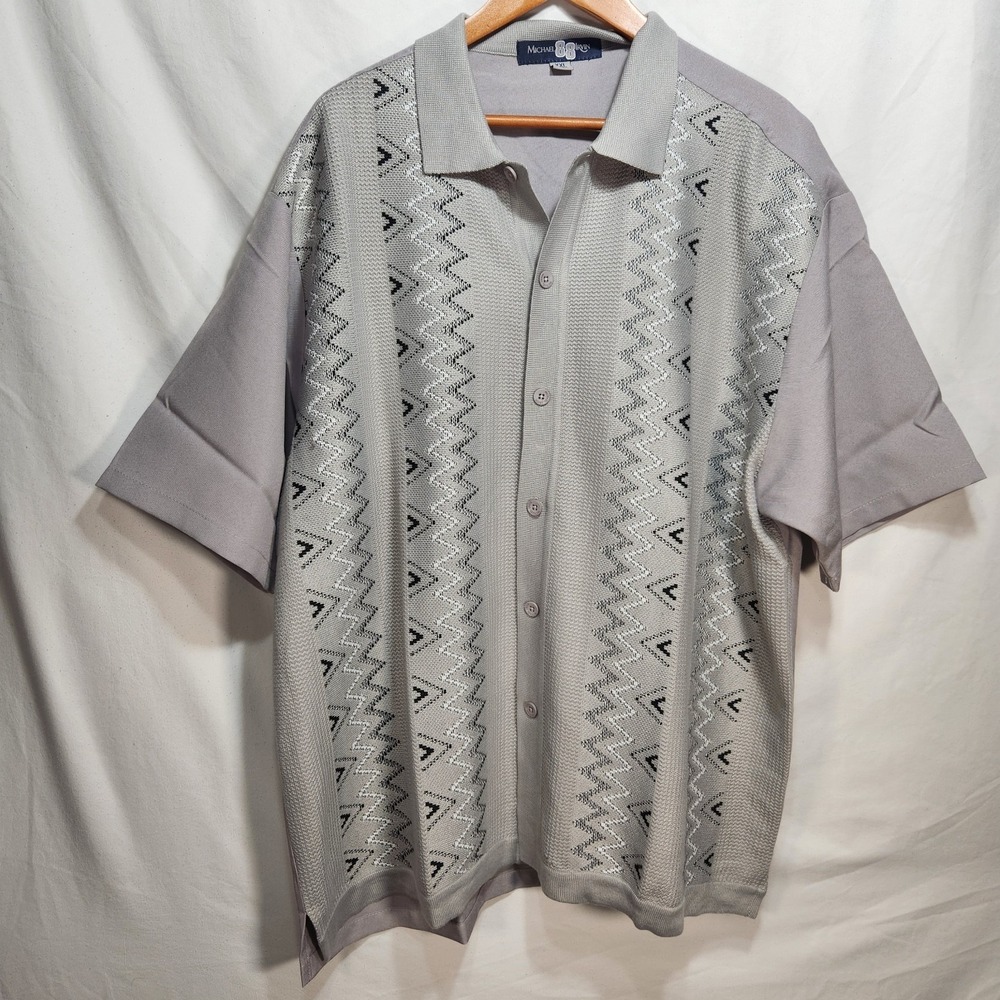 Michael Irvin Mens Short Sleeve Button Up Size XXL Gray